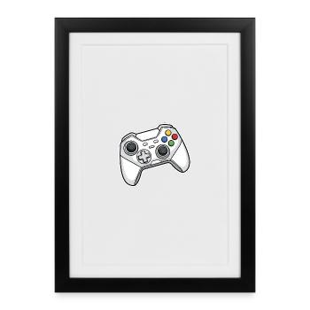 Illustration de manette rétro - Affiche encadrée (27 × 37 cm) - noir - Devant