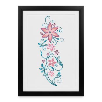 Fleurs Fleurs Été tropical coloré - Affiche encadrée (27 × 37 cm) - noir - Devant