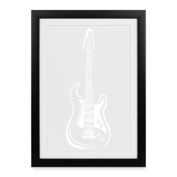Illustration d’une guitare électrique - musiciens et groupes - Affiche encadrée (27 × 37 cm) - noir - Devant