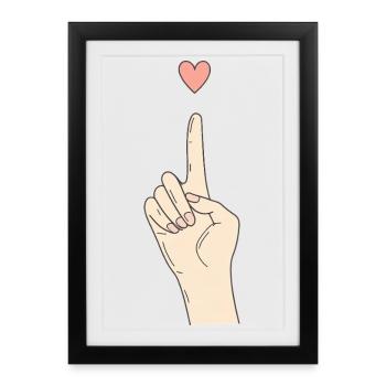 Finger Heart Hand Signals - Framed poster (27 × 37 cm) - black - Front