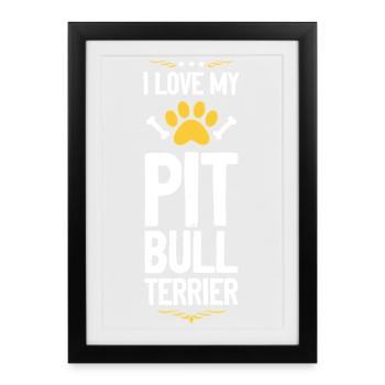 J’adore les pitbull terriers - Affiche encadrée (27 × 37 cm) - noir - Devant