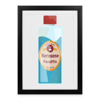 Vintage Kerosene Parafin Bottle Label - Framed poster (27 × 37 cm) - black - Front