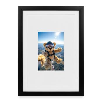 Bear Parachuting Adventure - Framed poster (27 × 37 cm) - black - Front