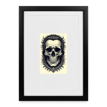 Skull frame ornament with floral frieze - Framed poster (27 × 37 cm) - black - Front