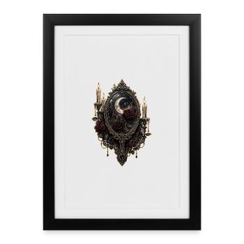 Gothic Mirror with Roses and Candles - Framed poster (27 × 37 cm) - black - Front