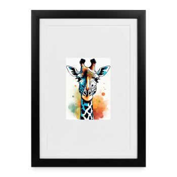 Art géométrique abstrait de la girafe - Affiche encadrée (27 × 37 cm) - noir - Devant