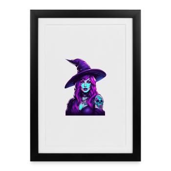 Neon Witch Portrait in Purple - Framed poster (27 × 37 cm) - black - Front