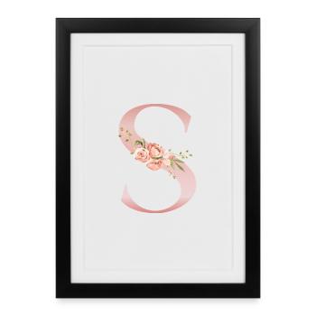 S florale pastel sur vêtement - Affiche encadrée (27 × 37 cm) - noir - Devant