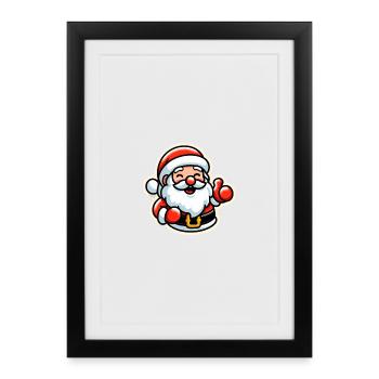 Fröhlicher Weihnachtsmann Daumenhoch - Gerahmtes Poster (27 × 37 cm) - Schwarz - Vorne