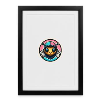 Abeille avec chapeau aux couleurs pastel - Affiche encadrée (27 × 37 cm) - noir - Devant