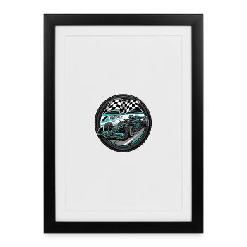 Voitures de course sur circuit - Affiche encadrée (27 × 37 cm) - noir - Devant