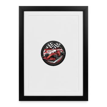 Racing cars in the Checkered Flag district - Framed poster (27 × 37 cm) - black - Front