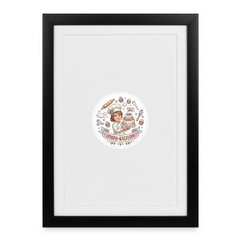 Hobbybäckerin mit Kuchenzauber - Gerahmtes Poster (27 × 37 cm) - Schwarz - Vorne