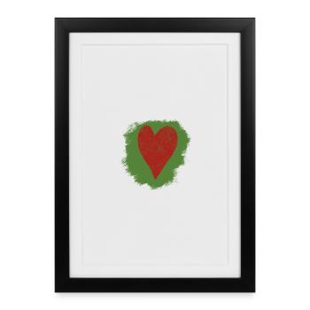 Coeur dans le style aquarelle - Affiche encadrée (27 × 37 cm) - noir - Devant
