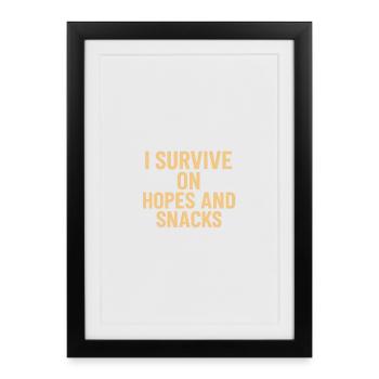Je survis grâce à l’espoir et aux en-cas - Affiche encadrée (27 × 37 cm) - noir - Devant