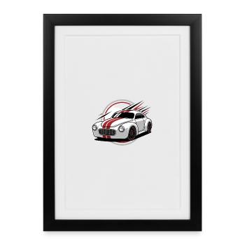 Racing classic with red stripes - Framed poster (27 × 37 cm) - black - Front