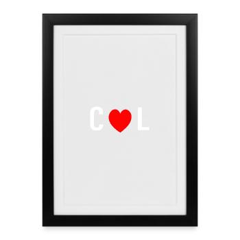COL mit rotem Liebesherz - Gerahmtes Poster (27 × 37 cm) - Schwarz - Vorne