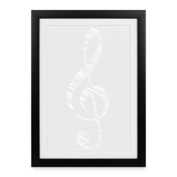 Clef musique symbole note signe - Affiche encadrée (27 × 37 cm) - noir - Devant