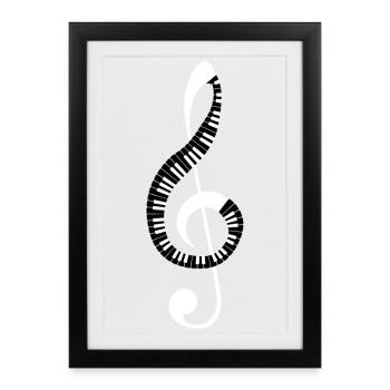 Spirale aiguë des touches de piano - Affiche encadrée (27 × 37 cm) - noir - Devant