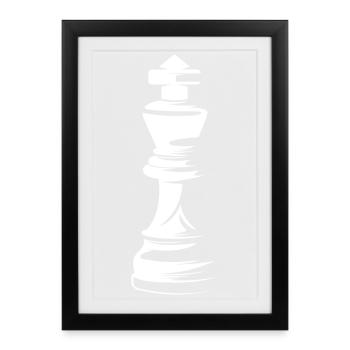 schach könig chess symbol Figur Verein Team Logo - Gerahmtes Poster (27 × 37 cm) - Schwarz - Vorne