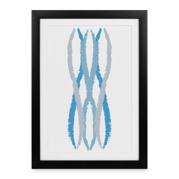 wave Art | blue-grey - Framed poster (27 × 37 cm) - black - Front