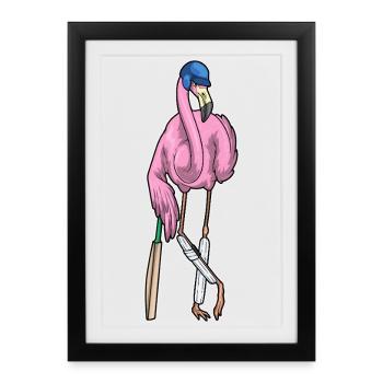 Flamingo Cricket Cricket Bat - Framed poster (27 × 37 cm) - black - Front