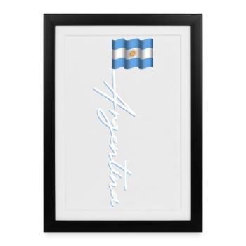 Argentina Flag Waving Script Pride Travel Design - Framed poster (27 × 37 cm) - black - Front