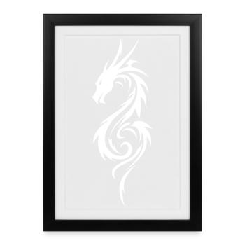 Tribal Dragon Silhouette - Framed poster (27 × 37 cm) - black - Front