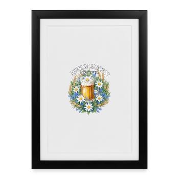 Barman aux fleurs de bière à la camomille et aux céréales - Affiche encadrée (27 × 37 cm) - noir - Devant