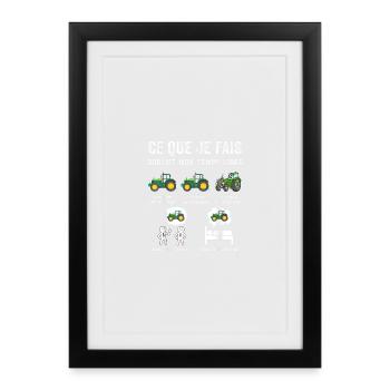 Humour Tracteur Cadeau homme femme enfant Agricult - Affiche encadrée (27 × 37 cm) - noir - Devant
