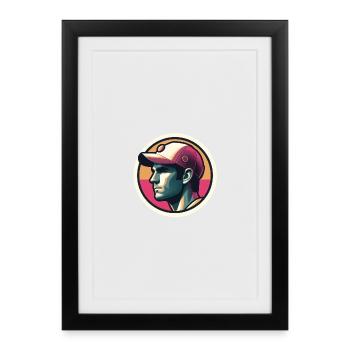 Man with tennis cap in pastel - Framed poster (27 × 37 cm) - black - Front