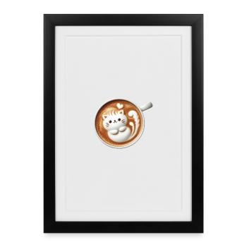 Latte Cat - Framed poster (27 × 37 cm) - black - Front