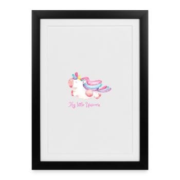 Mein kleines Einhorn Regenbogen - Gerahmtes Poster (27 × 37 cm) - Schwarz - Vorne