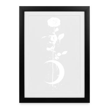 Nachtrose - Gothique occulte vintage Moon Rose - Affiche encadrée (27 × 37 cm) - noir - Devant