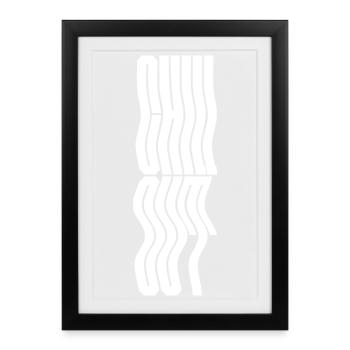 Conception du logo typographique ondulée Chill Out - Affiche encadrée (27 × 37 cm) - noir - Devant