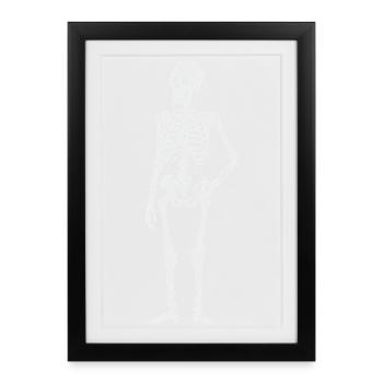Squelette écoutant Walkman - Affiche encadrée (27 × 37 cm) - noir - Devant