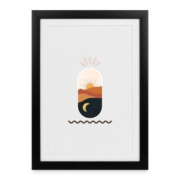 Désert Soleil Lune Nuits - Affiche encadrée (27 × 37 cm) - noir - Devant