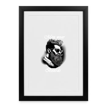 Les hommes portent la barbe blanche - Affiche encadrée (27 × 37 cm) - noir - Devant