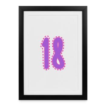 18. 18 YEARS OLD. 18th ANNIVERSARY. 18 BIRTHDAY. - Framed poster (27 × 37 cm) - black - Front