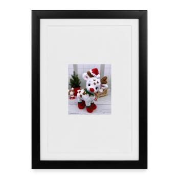 Gestricktes Weihnachtsrentier - Gerahmtes Poster (27 × 37 cm) - Schwarz - Vorne