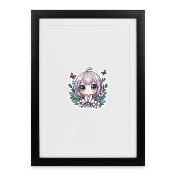 Magie des Fleurs Chibi - Affiche encadrée (27 × 37 cm) - noir - Devant