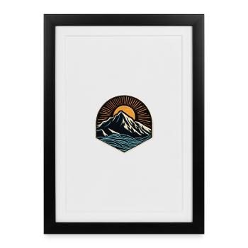 Bergsonne Wellen Patch - Gerahmtes Poster (27 × 37 cm) - Schwarz - Vorne