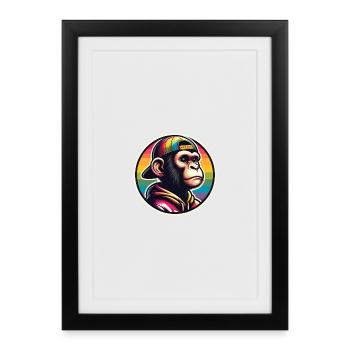 Monkey Hoodie Cap Rainbow - Framed poster (27 × 37 cm) - black - Front
