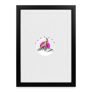 Summit buck in front of pink moon Capricorn - Framed poster (27 × 37 cm) - black - Front