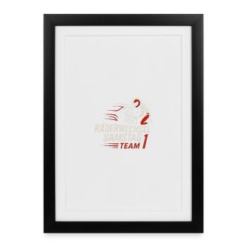 Changement de roue samedi Équipe 1 - Affiche encadrée (27 × 37 cm) - noir - Devant