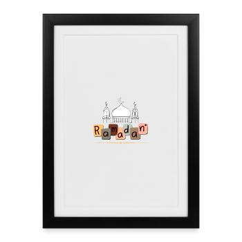 Ramadan Mosaic Blocks Mosque - Affiche encadrée (27 × 37 cm) - noir - Devant