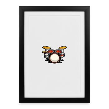 Cartoon Drum Set - Framed poster (27 × 37 cm) - black - Front