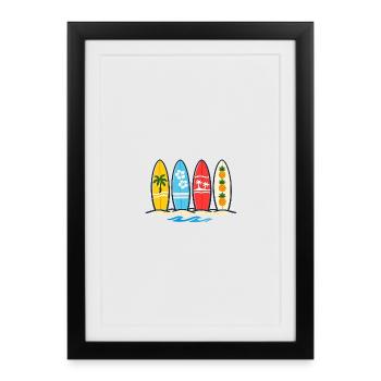 Tropical Surfboards Beach Vector Art - Framed poster (27 × 37 cm) - black - Front