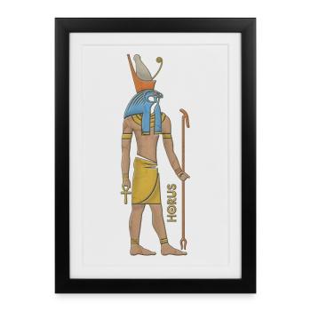 Horus Dieu Guerrier égyptien - Affiche encadrée (27 × 37 cm) - noir - Devant