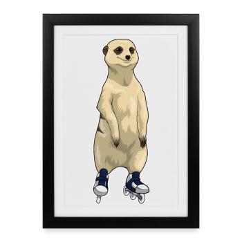 Meerkat Inline skating Inline skates - Framed poster (27 × 37 cm) - black - Front
